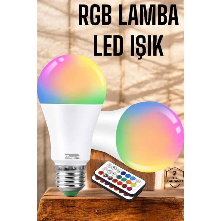 Mey İthalat® RGB Led Lamba Led Işık Ampul Renk Değiştirebilen 100 Watt