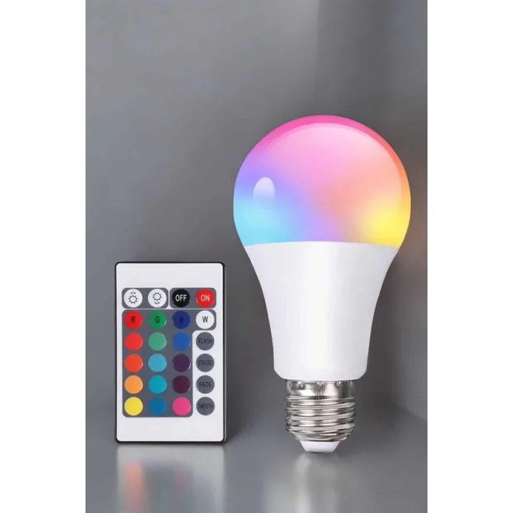 Mey İthalat® RGB Led Lamba Led Işık Ampul Renk Değiştirebilen 100 Watt