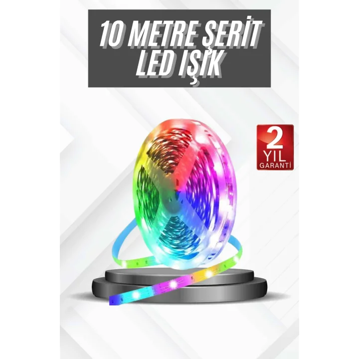Mey İthalat® RGB Şerit Led 10 Metre Led Işık Kumanda ile Kontrol RGB
