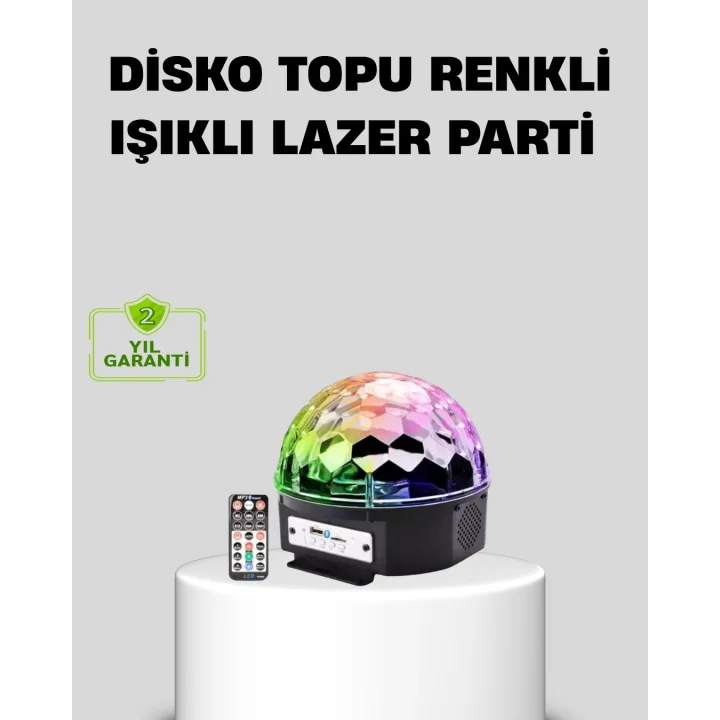 Mey İthalat® Ritim Hassasiyetli Bluetooth Hoparlörlü Disko Işığı Döner LED Efektli