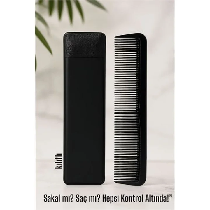 Mey İthalat® Kılıflı Cep Tarağı – 14 x 3 cm | Kompakt, Şık ve Taşınabilir Erkek Bakım Tarağı