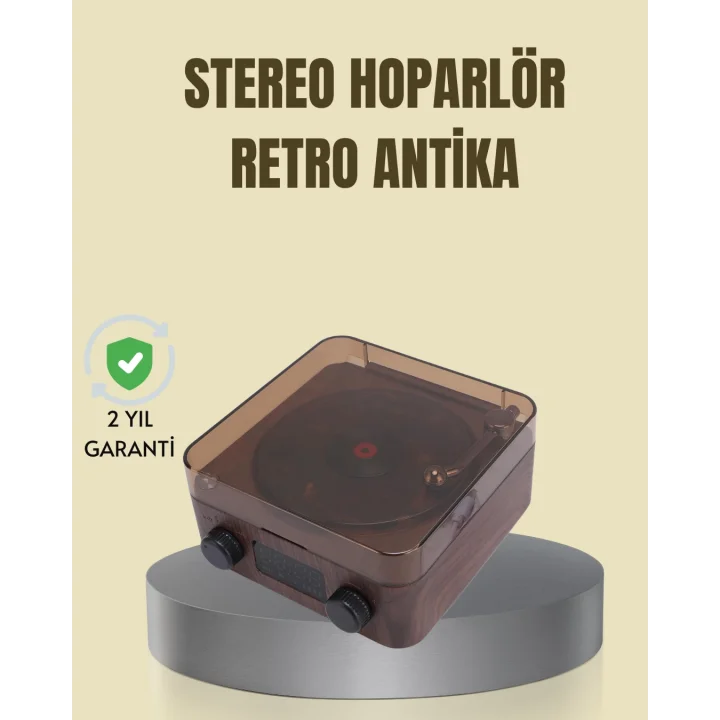 Mey İthalat® Saatli Gece Işıklı Hoparlör – Modern ve Vintage Tasarım