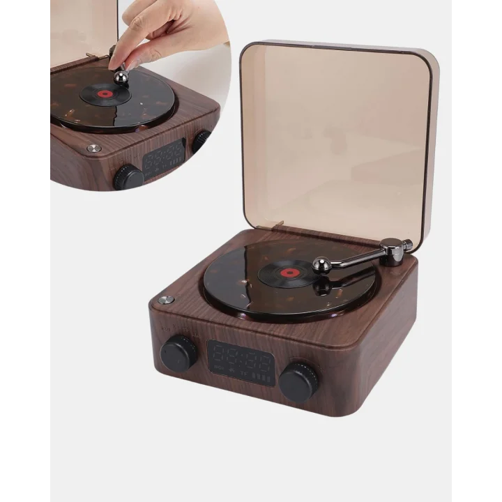 Mey İthalat® Saatli Gece Işıklı Hoparlör – Modern ve Vintage Tasarım