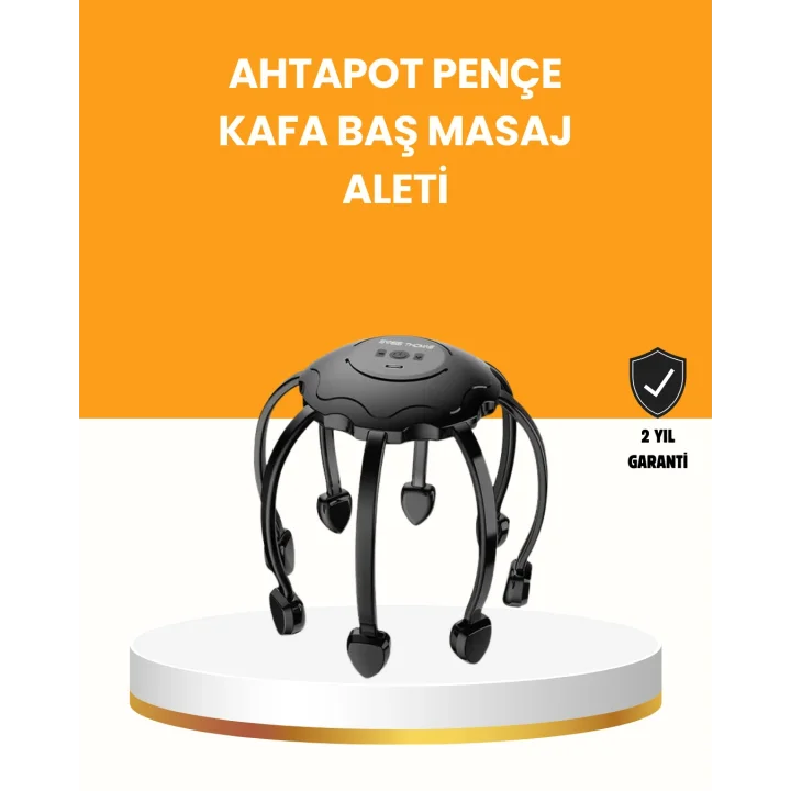 Mey İthalat® Saç Derisi Masaj Aleti 8 Bağımsız Kol 3 Modlu Derin Rahatlama