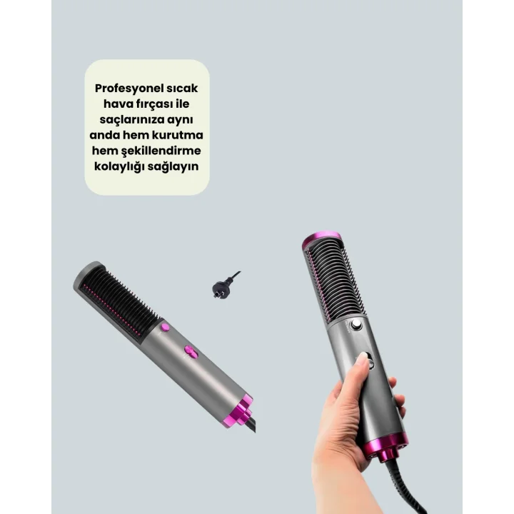 Mey İthalat® Saç Düzleştirme ve Hacimlendirme Fonksiyonlu Fırça