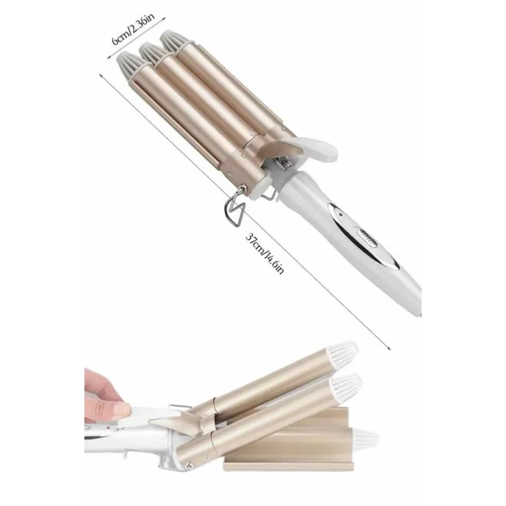 Mey İthalat® Saç Şekillendirici Wag Maşa Üçlü Yüksek Isı Ayarlı Seramik Kaplama