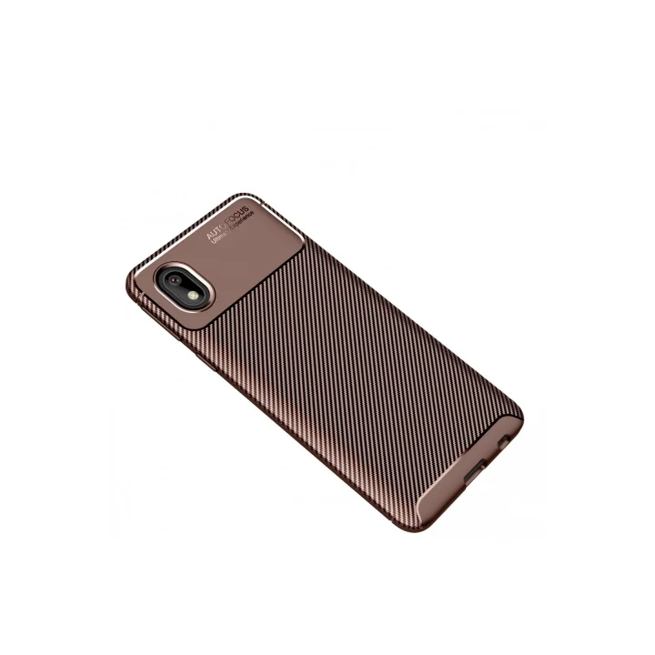 Mey İthalat®  Samsung Galaxy A01 Core Kılıf Auto Focus Karbon Kapak - Kahverengi