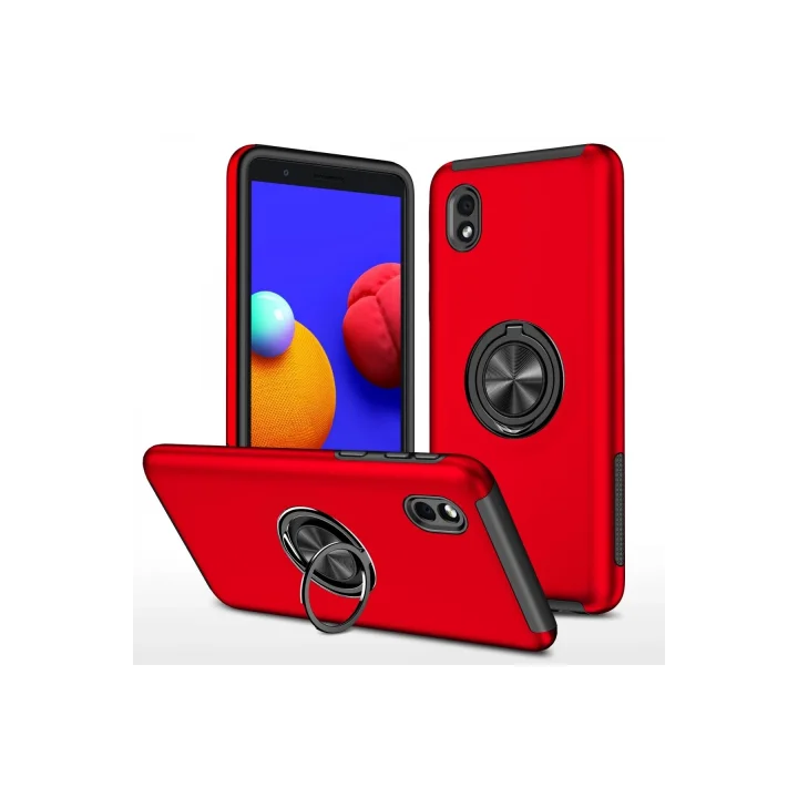 Mey İthalat®  Samsung Galaxy A01 Core Kılıf Elit Yüzüklü Kapak - Kırmızı