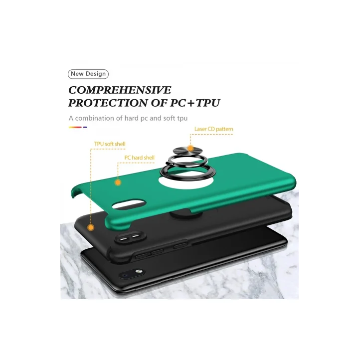 Mey İthalat®  Samsung Galaxy A01 Core Kılıf Elit Yüzüklü Kapak - Yeşil