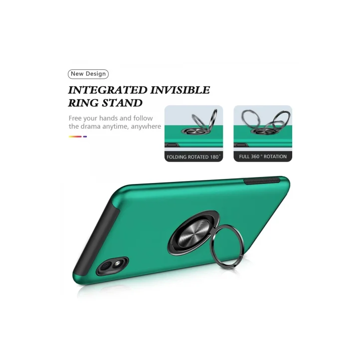 Mey İthalat®  Samsung Galaxy A01 Core Kılıf Elit Yüzüklü Kapak - Yeşil