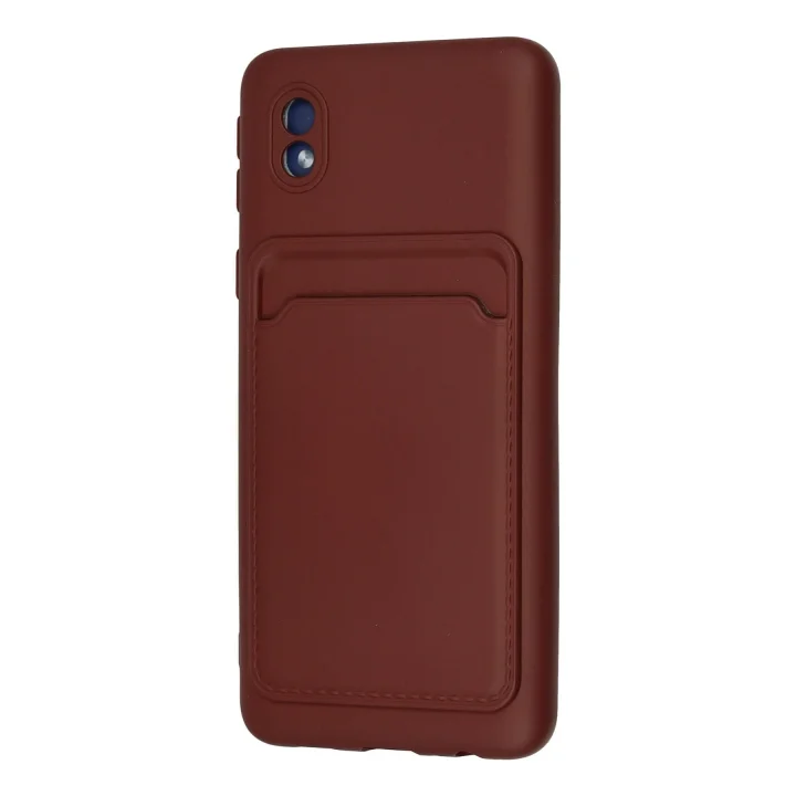 Mey İthalat®  Samsung Galaxy A01 Core Kılıf Kelvin Kartvizitli Silikon - Bordo