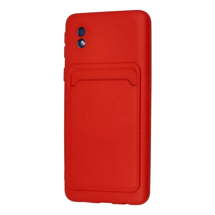 Mey İthalat®  Samsung Galaxy A01 Core Kılıf Kelvin Kartvizitli Silikon - Kırmızı