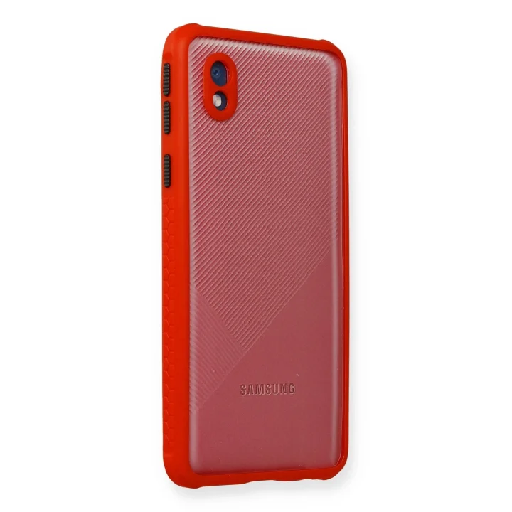 Mey İthalat®  Samsung Galaxy A01 Core Kılıf Miami Şeffaf Silikon - Kırmızı