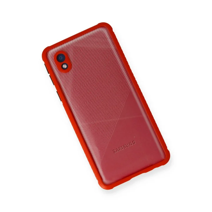 Mey İthalat®  Samsung Galaxy A01 Core Kılıf Miami Şeffaf Silikon - Kırmızı