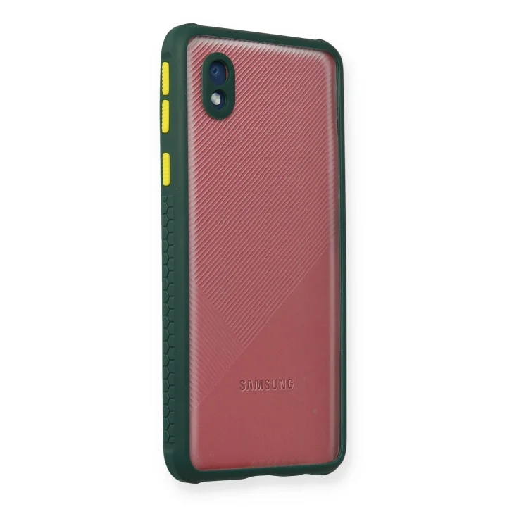 Mey İthalat®  Samsung Galaxy A01 Core Kılıf Miami Şeffaf Silikon - Koyu Yeşil
