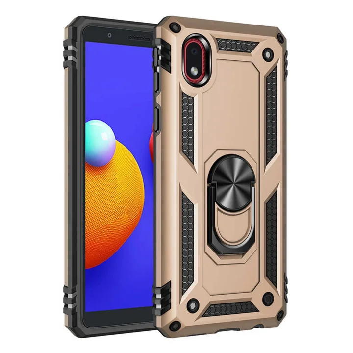 Mey İthalat®  Samsung Galaxy A01 Core Kılıf Sofya Yüzüklü Silikon Kapak - Gold