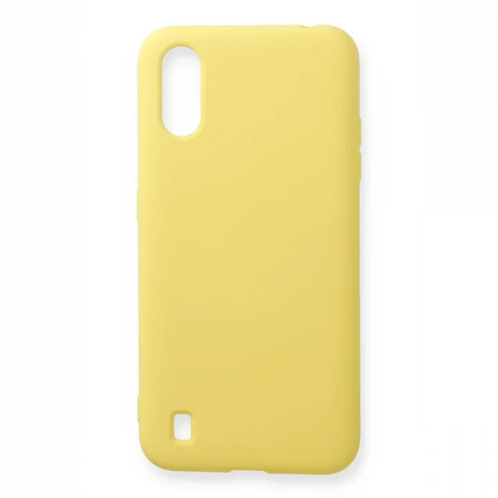 Mey İthalat®  Samsung Galaxy A01 Kılıf Nano içi Kadife Silikon - Sarı