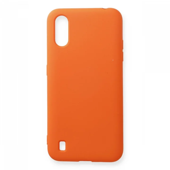 Mey İthalat®  Samsung Galaxy A01 Kılıf Nano içi Kadife Silikon - Turuncu