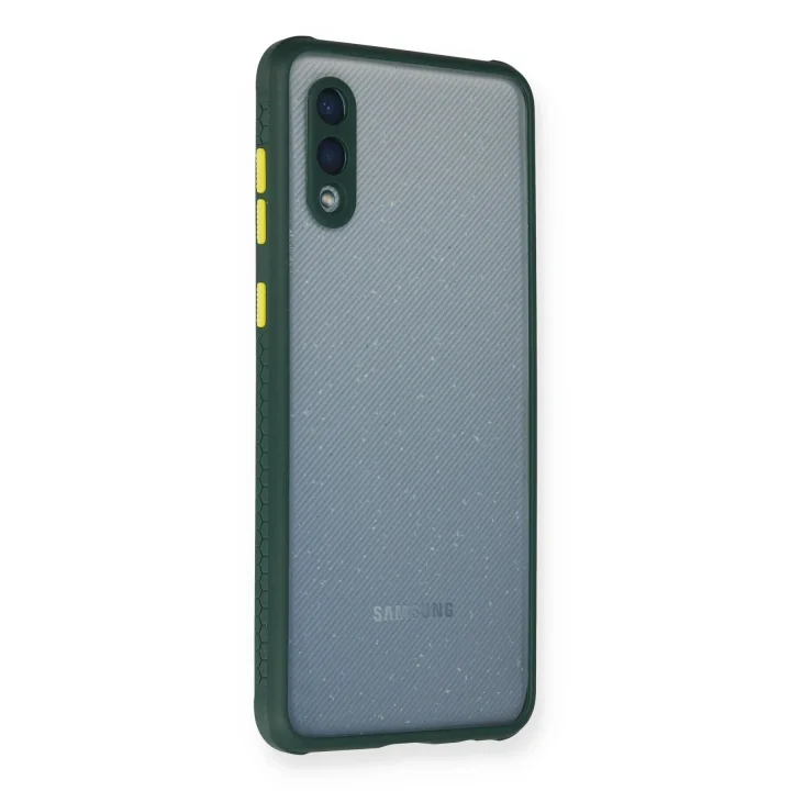 Mey İthalat®  Samsung Galaxy A02 Kılıf Miami Şeffaf Silikon - Koyu Yeşil