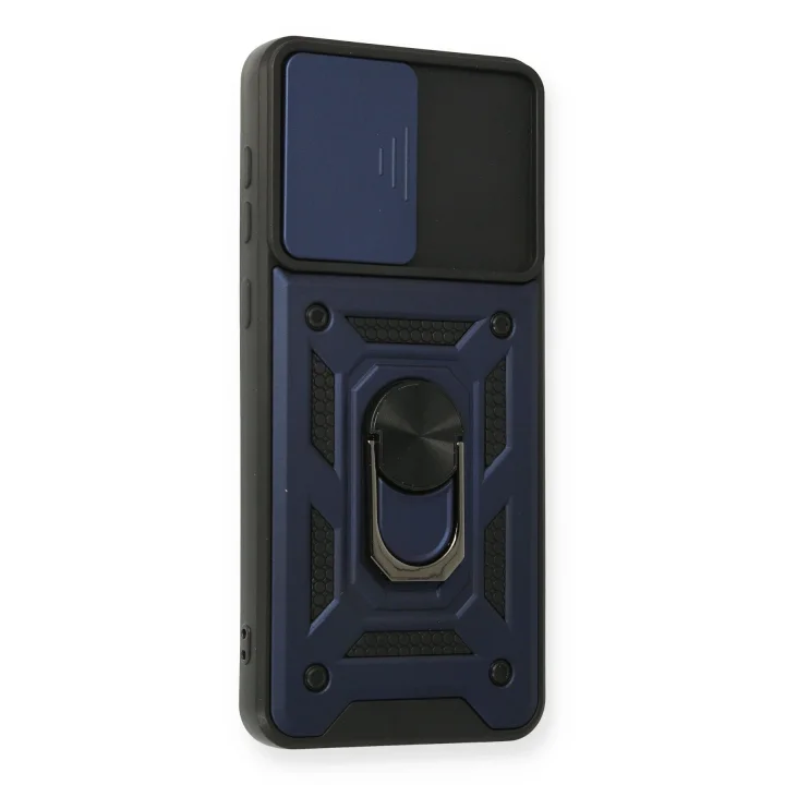 Mey İthalat®  Samsung Galaxy A02 Kılıf Pars Lens Yüzüklü Silikon - Lacivert