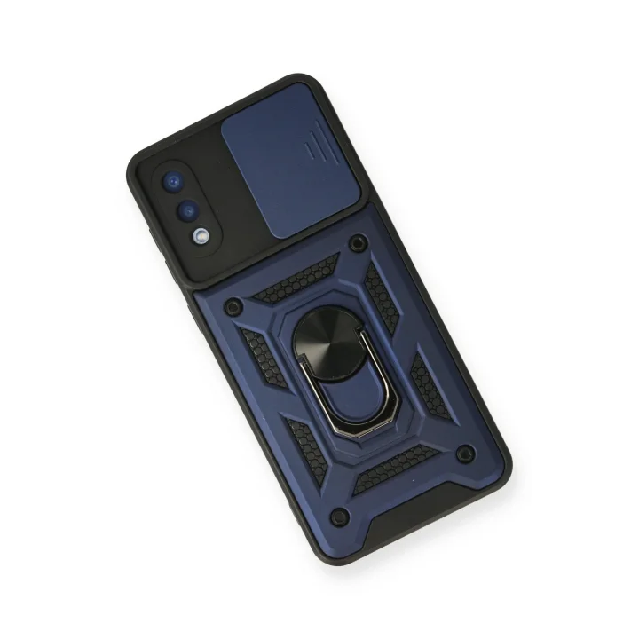 Mey İthalat®  Samsung Galaxy A02 Kılıf Pars Lens Yüzüklü Silikon - Lacivert