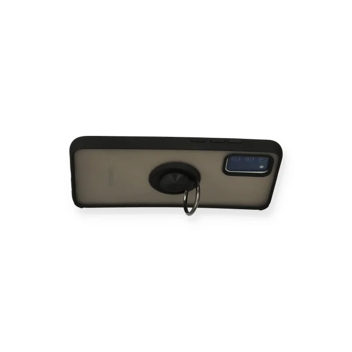 Mey İthalat®  Samsung Galaxy A02S Kılıf Montreal Yüzüklü Silikon Kapak - Siyah