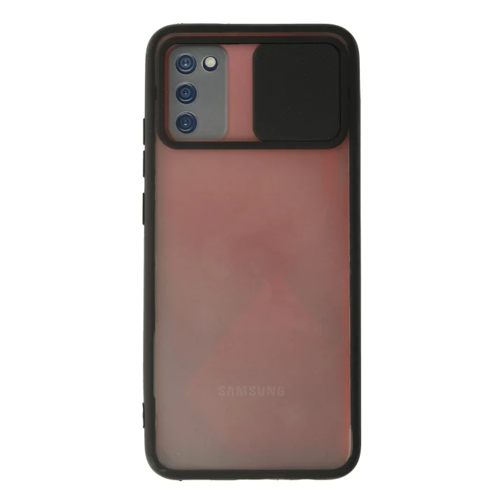 Mey İthalat®  Samsung Galaxy A02S Kılıf Palm Buzlu Kamera Sürgülü Silikon - Siyah
