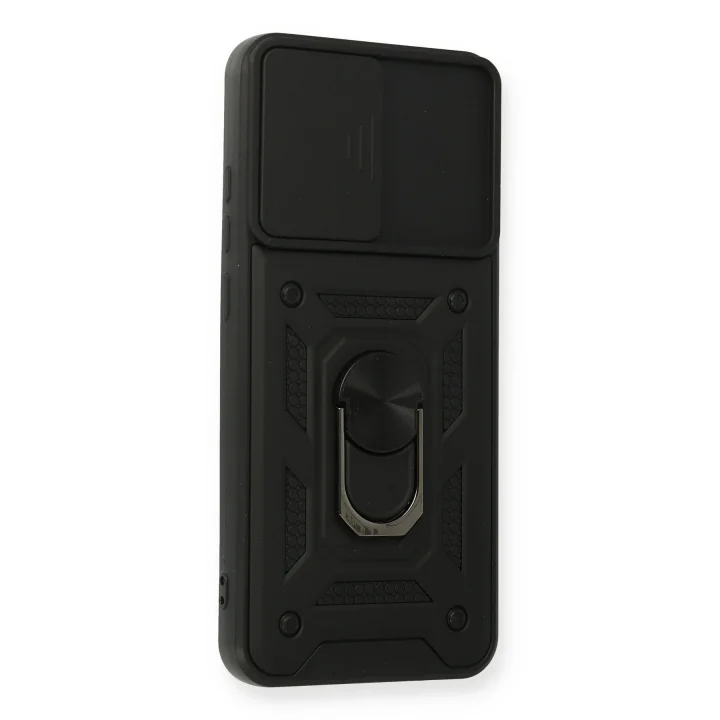 Mey İthalat®  Samsung Galaxy A02S Kılıf Pars Lens Yüzüklü Silikon - Siyah