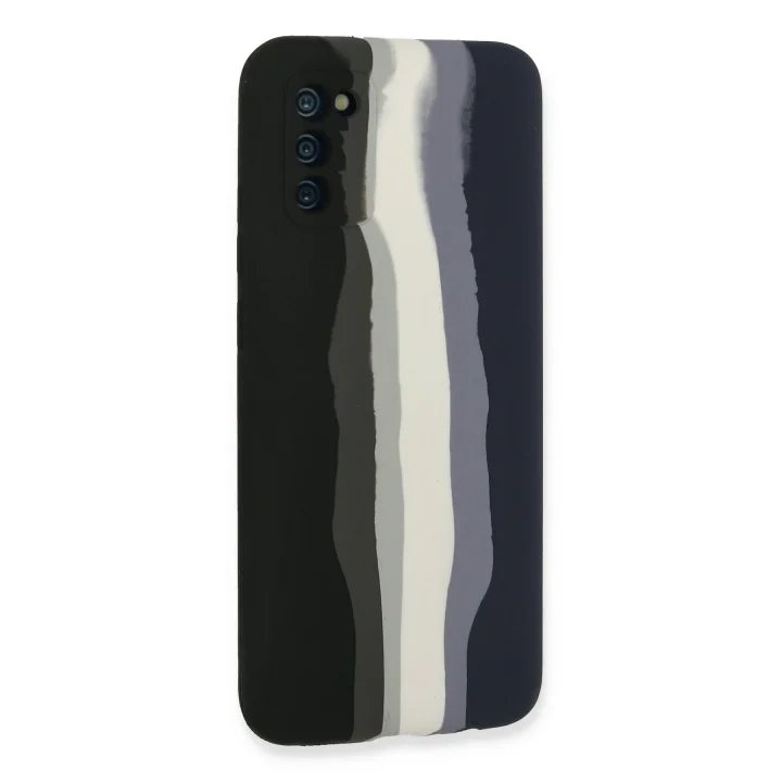 Mey İthalat®  Samsung Galaxy A03S Kılıf Ebruli Lansman Silikon - Siyah-Lacivert