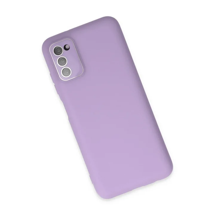 Mey İthalat®  Samsung Galaxy A03S Kılıf Lansman Glass Kapak - Lila