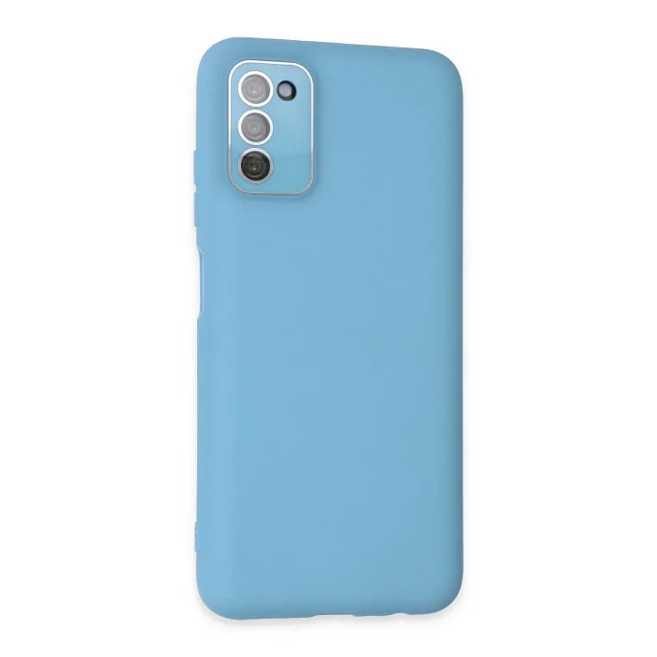 Mey İthalat®  Samsung Galaxy A03S Kılıf Lansman Glass Kapak - Mavi