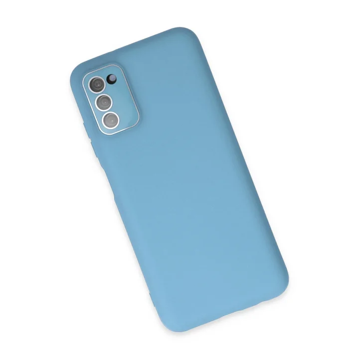 Mey İthalat®  Samsung Galaxy A03S Kılıf Lansman Glass Kapak - Mavi