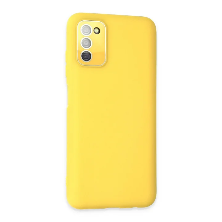 Mey İthalat®  Samsung Galaxy A03S Kılıf Lansman Glass Kapak - Sarı