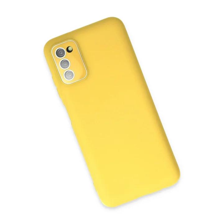 Mey İthalat®  Samsung Galaxy A03S Kılıf Lansman Glass Kapak - Sarı