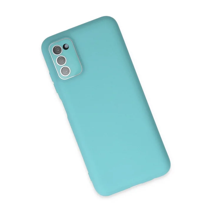 Mey İthalat®  Samsung Galaxy A03S Kılıf Lansman Glass Kapak - Turkuaz