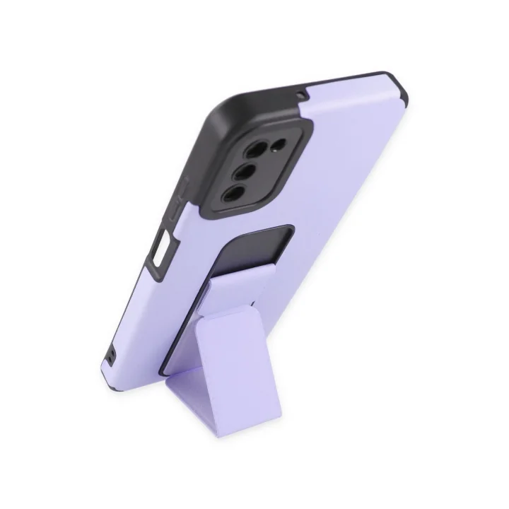 Mey İthalat®  Samsung Galaxy A03S Kılıf Mega Standlı Silikon - Lila