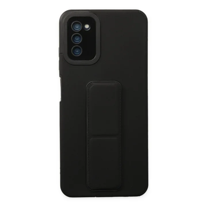 Mey İthalat®  Samsung Galaxy A03S Kılıf Mega Standlı Silikon - Siyah
