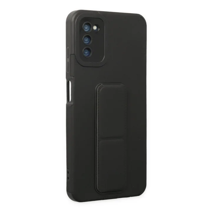 Mey İthalat®  Samsung Galaxy A03S Kılıf Mega Standlı Silikon - Siyah