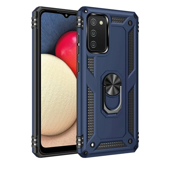 Mey İthalat®  Samsung Galaxy A03S Kılıf Sofya Yüzüklü Silikon Kapak - Lacivert