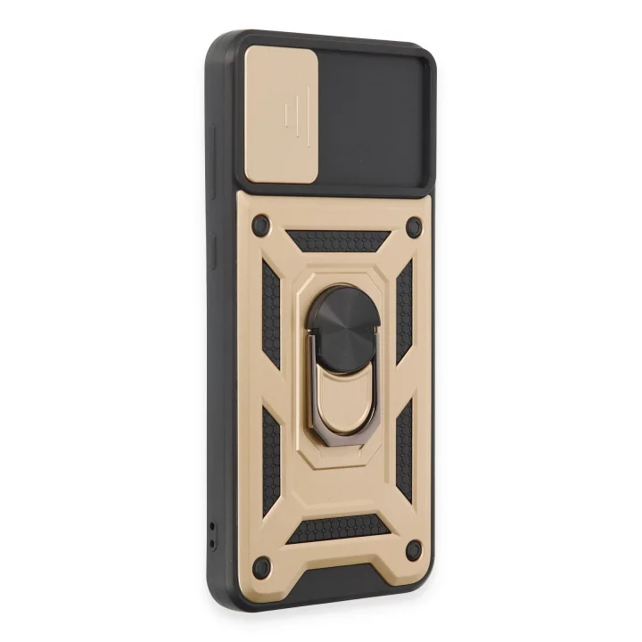 Mey İthalat®  Samsung Galaxy A04E Kılıf Pars Lens Yüzüklü Silikon - Gold