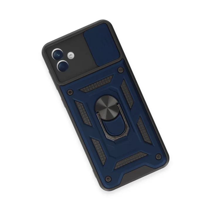 Mey İthalat®  Samsung Galaxy A04E Kılıf Pars Lens Yüzüklü Silikon - Lacivert