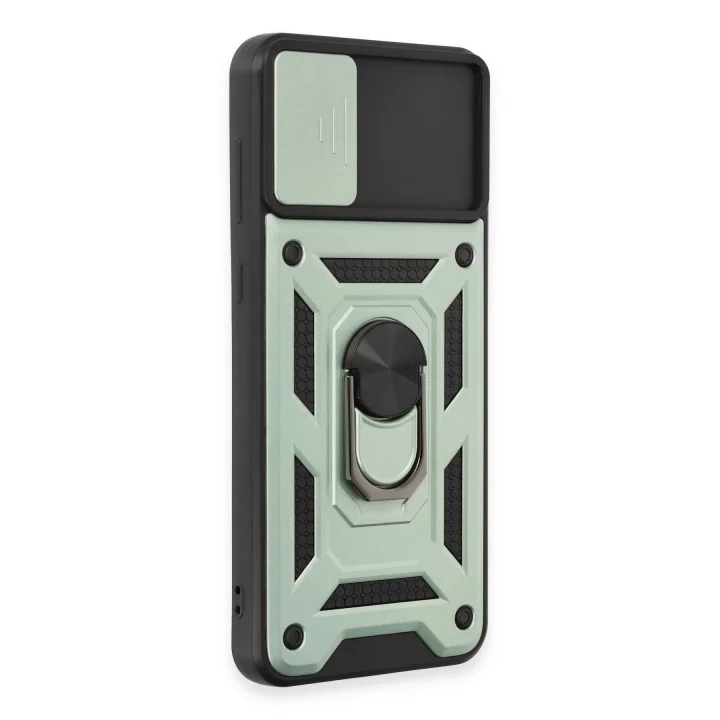 Mey İthalat®  Samsung Galaxy A04E Kılıf Pars Lens Yüzüklü Silikon - Yeşil