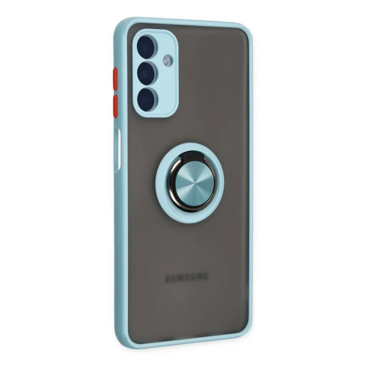 Mey İthalat®  Samsung Galaxy A04S Kılıf Montreal Yüzüklü Silikon Kapak - Buz Mavi