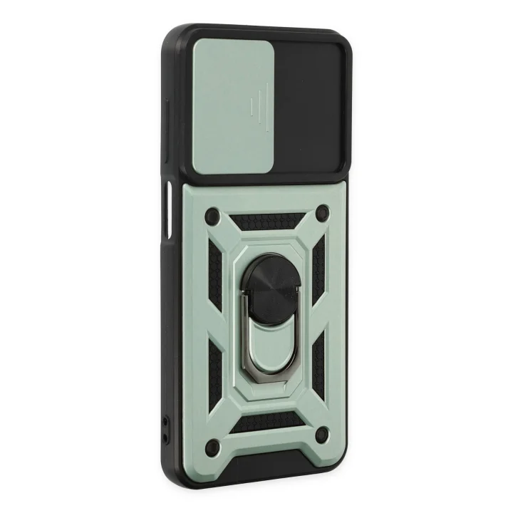 Mey İthalat®  Samsung Galaxy A04S Kılıf Pars Lens Yüzüklü Silikon - Yeşil