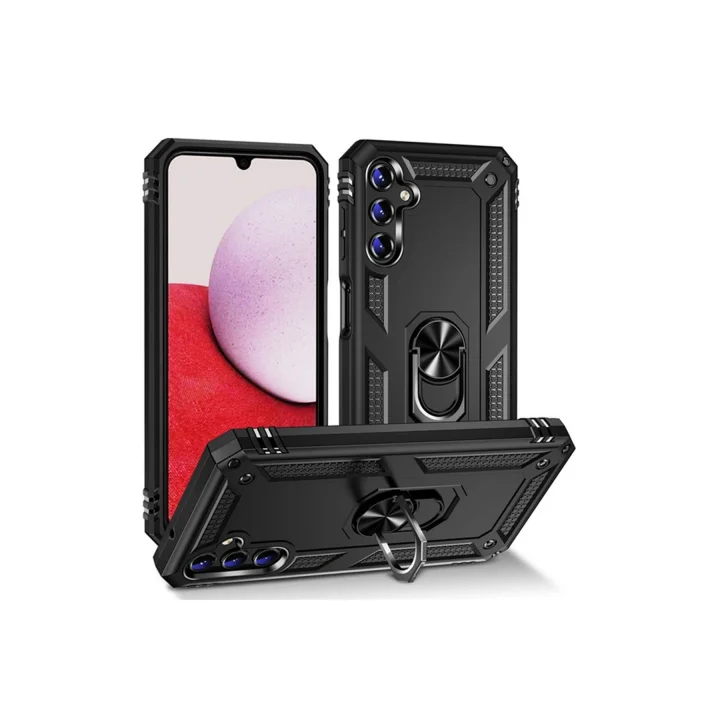 Mey İthalat®  Samsung Galaxy A04S Kılıf Sofya Yüzüklü Silikon Kapak - Siyah