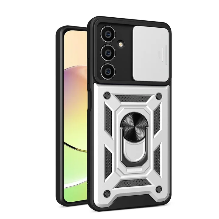 Mey İthalat®  Samsung Galaxy A05 Kılıf Pars Lens Yüzüklü Silikon - Gümüş