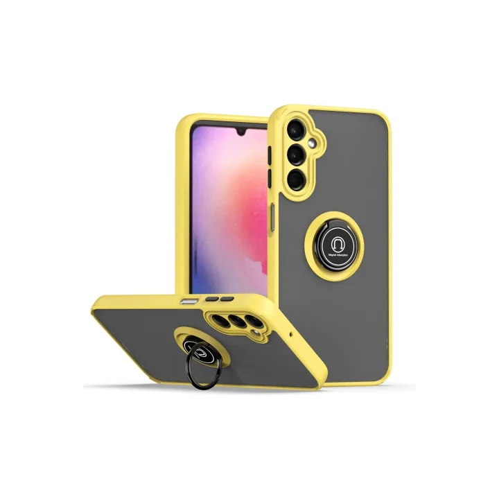 Mey İthalat®  Samsung Galaxy A05S Kılıf Montreal Yüzüklü Silikon Kapak - Sarı