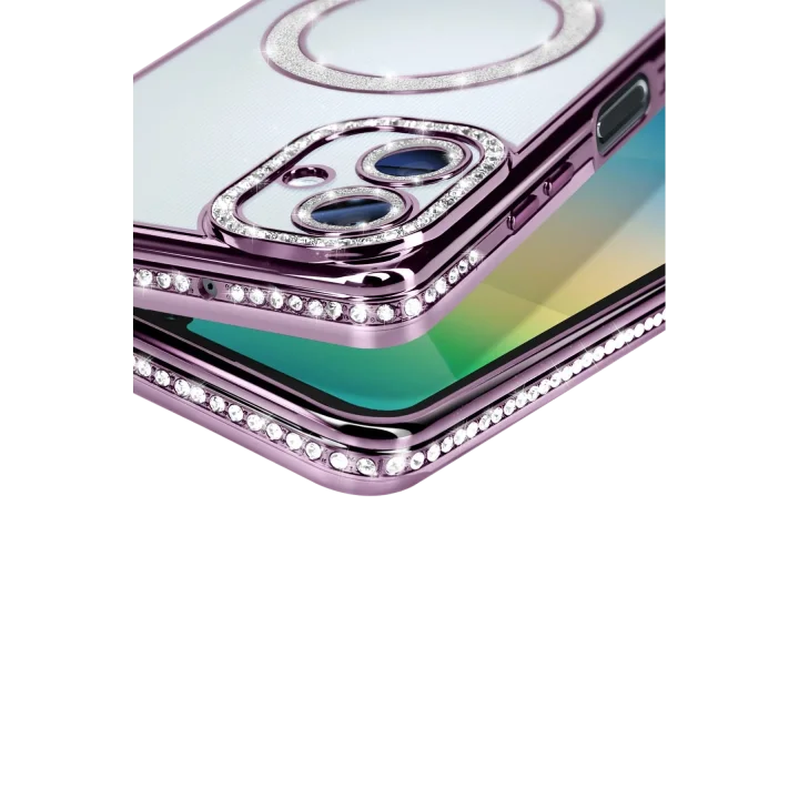 Mey İthalat®  Samsung Galaxy A06 Joke Simli Magneticsafe Kılıf - Derin Mor