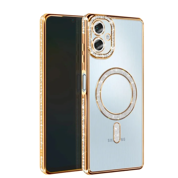 Mey İthalat®  Samsung Galaxy A06 Joke Simli Magneticsafe Kılıf - Gold