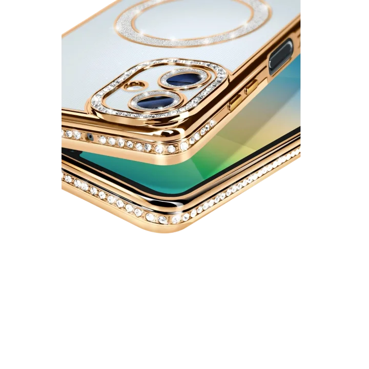 Mey İthalat®  Samsung Galaxy A06 Joke Simli Magneticsafe Kılıf - Gold